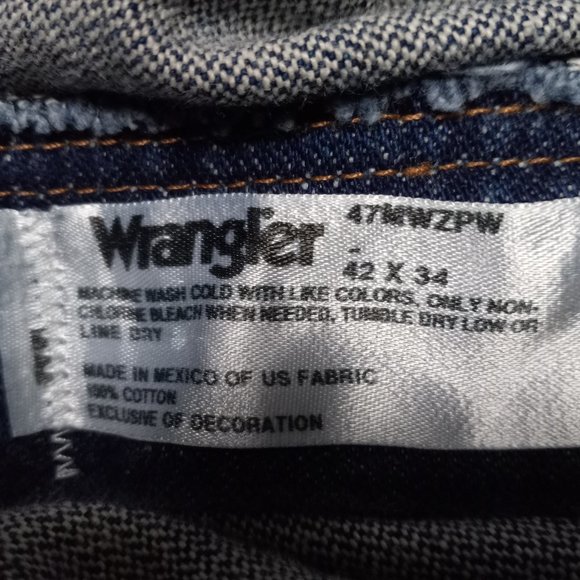 Men's size 42X34 Wrangler 47MWZ Regular Fit Jeans (T-355) - Picture 8 of 8